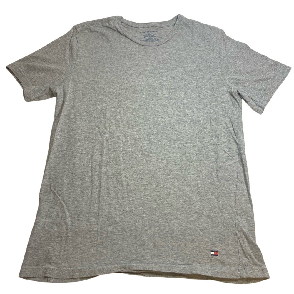 Tommy Hilfiger Mens Gray Cotton Crew Neck Short‎ Sleeve T-Shirt Flag Logo Size M